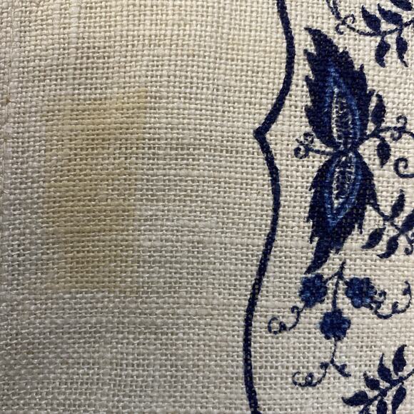 Midcentury Vintage Kay Dee Blue Onion Linen Tea Towel Wall Hanging 31"x17" - Picture 3 of 4